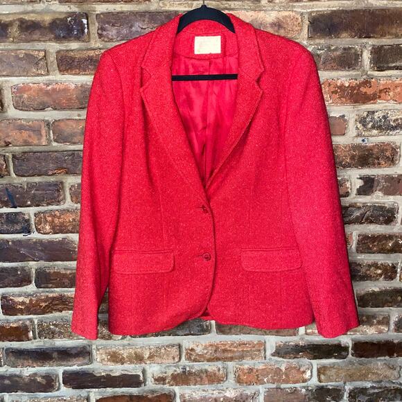 Pendleton Vintage 1960-70s Red 2-Button Wool Blazer Jacket Women's Size 10 - Picture 1 of 7